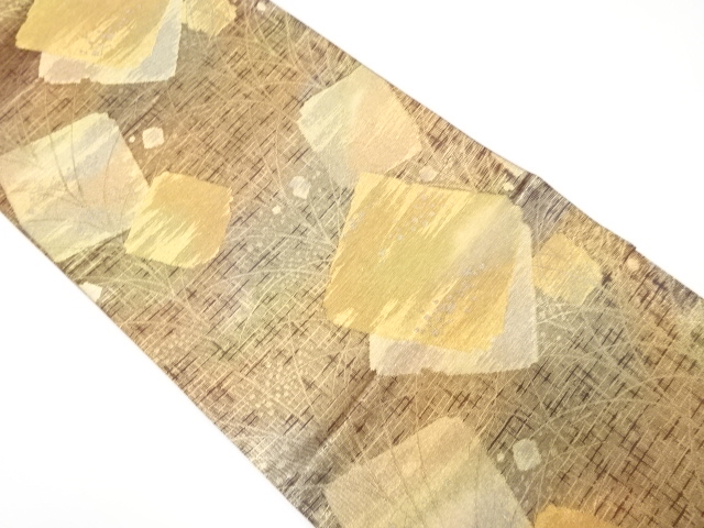 破れ色紙に霞模様織出し袋帯